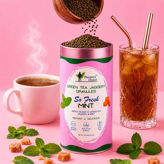 Mint Green Tea Instant Jaggery Granules