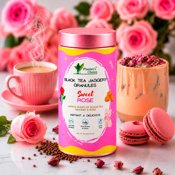Rose Black Tea Instant Jaggery Granules