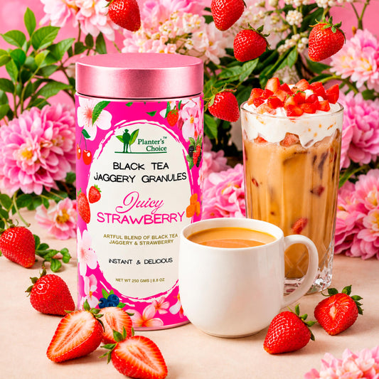 Strawberry Black Tea Instant Jaggery Granules