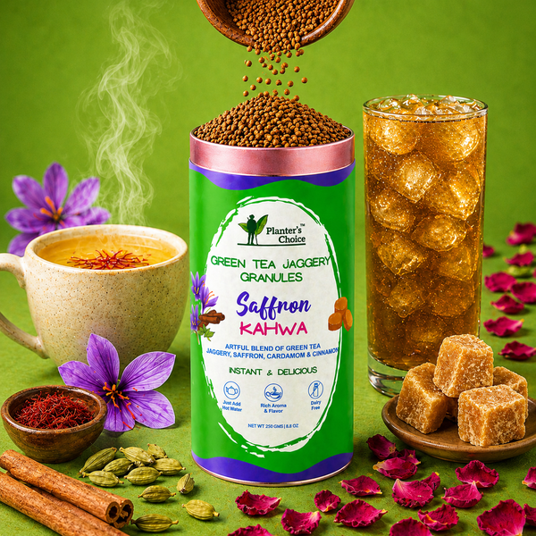 Saffron Kahwa Green Tea Instant Jaggery Granules