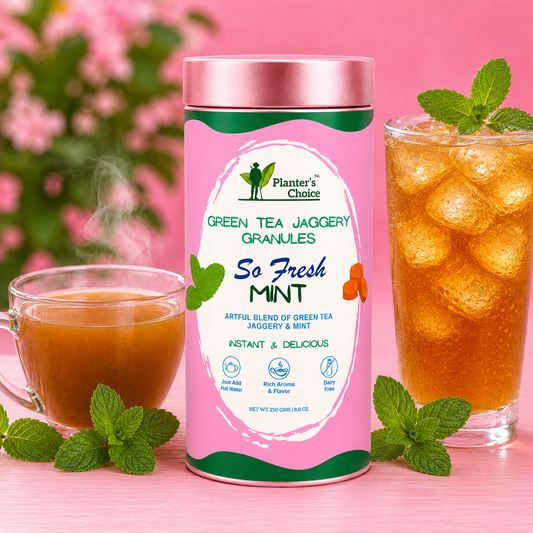 Mint Green Tea Instant Jaggery Granules