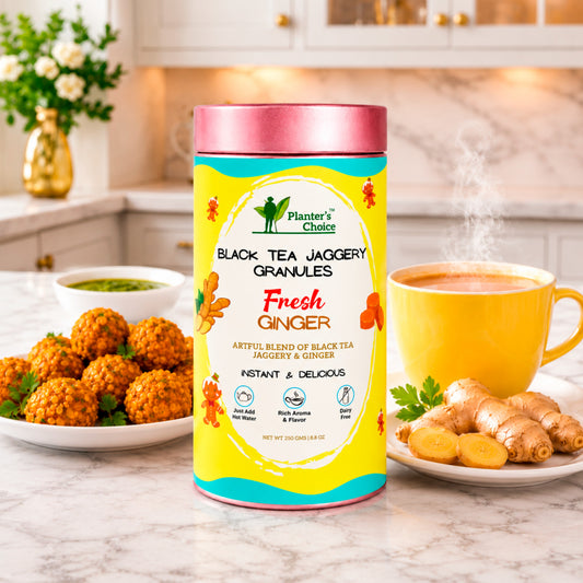 Ginger Black Tea Instant Jaggery Granules