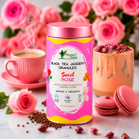 Rose Black Tea Instant Jaggery Granules