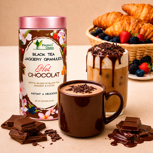 Hot Chocolate Black Tea Instant Jaggery Granules