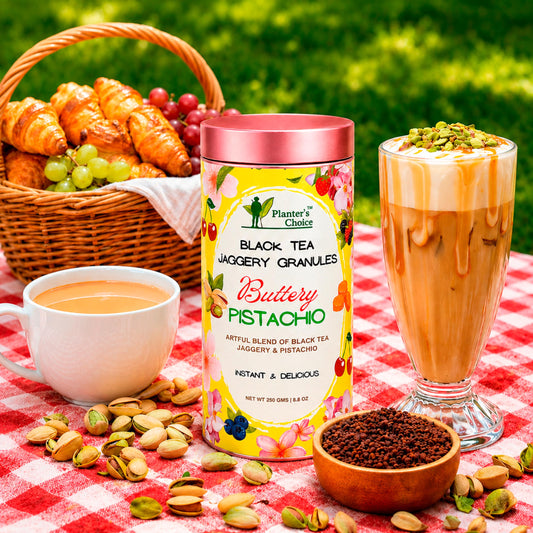 Pistachio Black Tea Instant Jaggery Granules