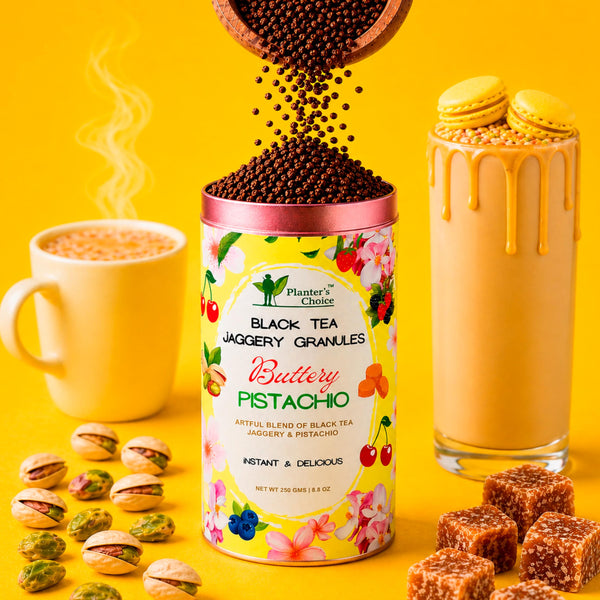 Pistachio Black Tea Instant Jaggery Granules