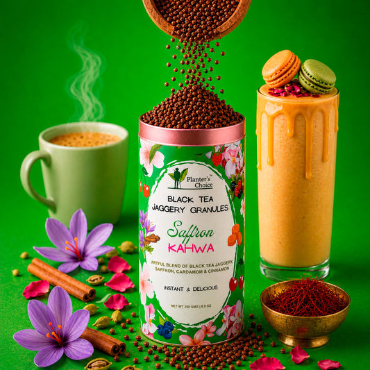 Saffron Kahwa Black Tea Instant Jaggery Granules