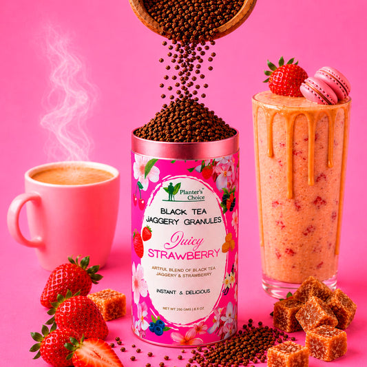 Strawberry Black Tea Instant Jaggery Granules